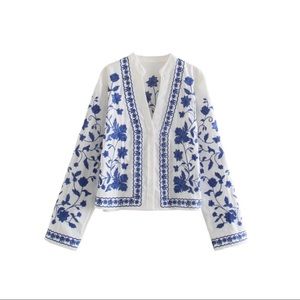 ZARA inspired - linen embroidered jacket